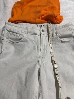 PAIGE White Jeans with Bright Orange Top